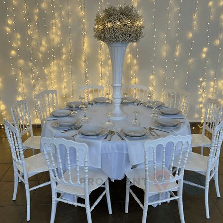 Location Centre de Table : Vase Blanc + Gypsophile 60cm