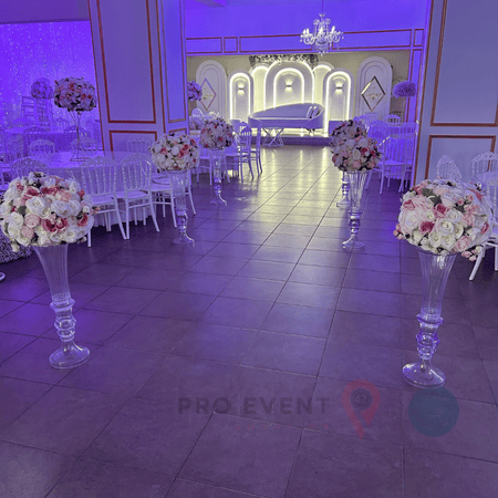 Location Allée Centrale : Vase Transparent 80cm + Multicolore 60cm x6