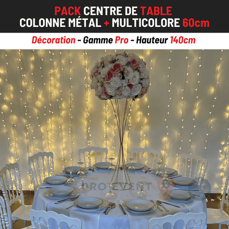 Location Centre de Table : Colonne Métal + Multicolore 60cm