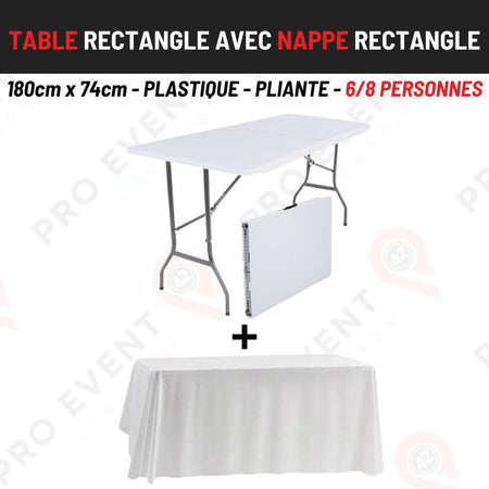 Location Pack | Table Rectangle + Nappe Rectangle Blanche